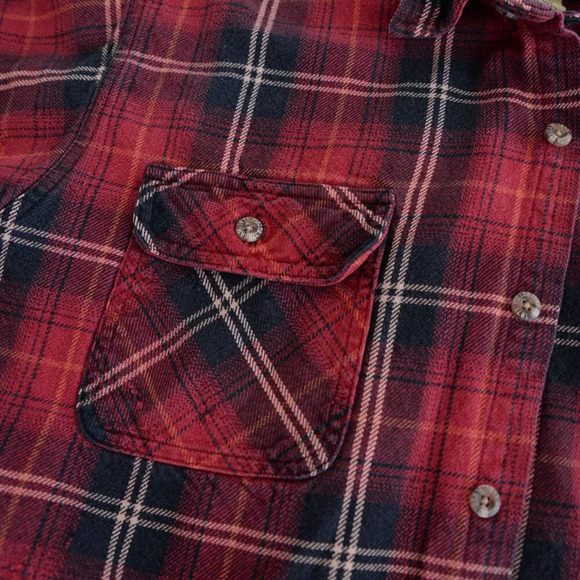 Vintage 90S Field And Stream Red And Black Checker Button Up  Thick Cotton Shirt - Picture 10 of 13